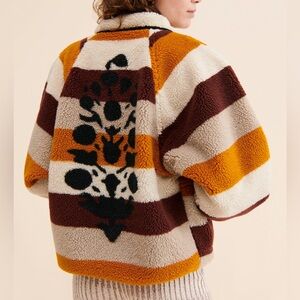 Free People FP Movement Hit The Slopes Printed Stripes Fleece Jacket in Stripes